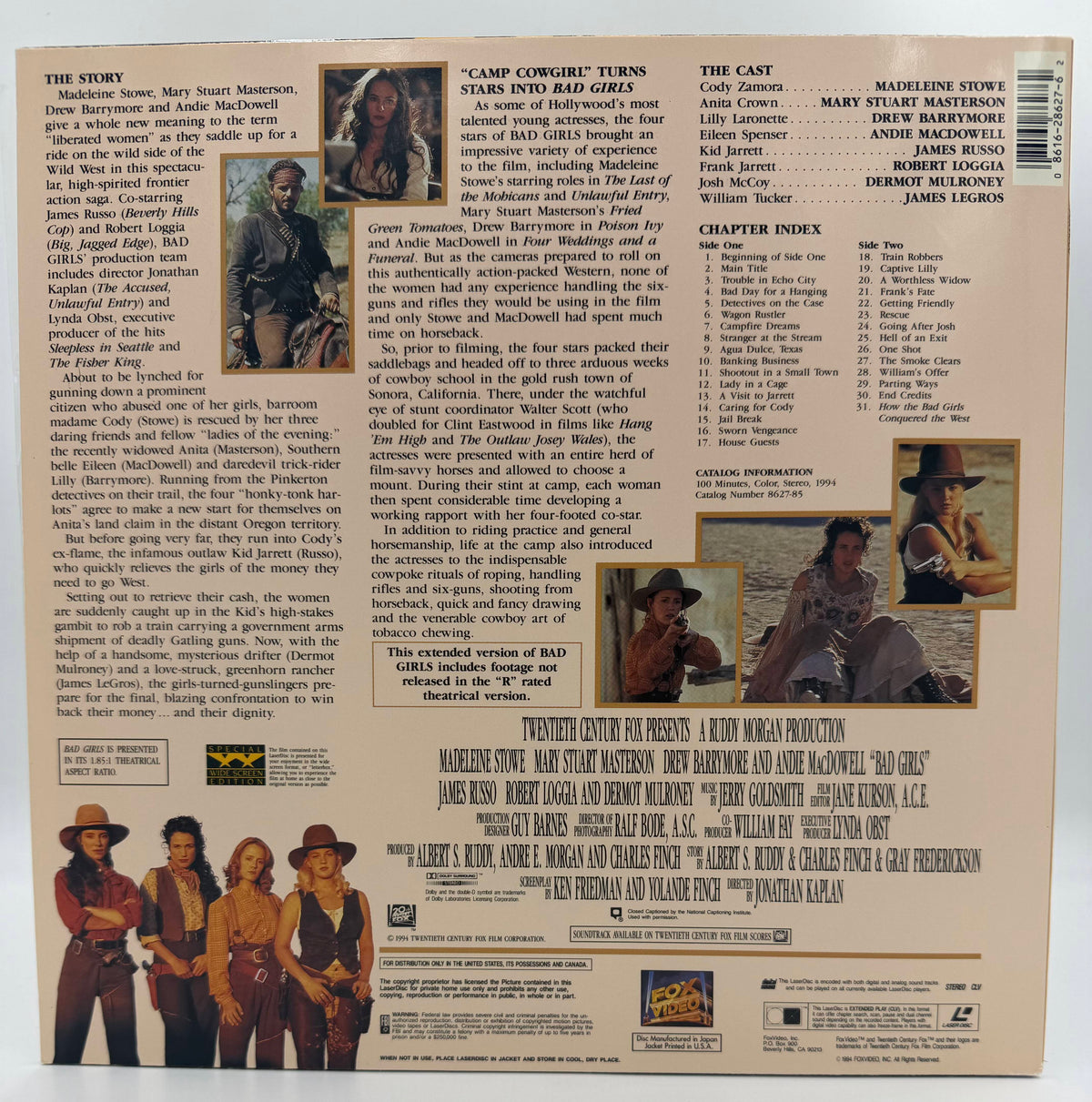 Bad Girls (1994) Widescreen Edition - Extended Version – LaserDisc -EX
