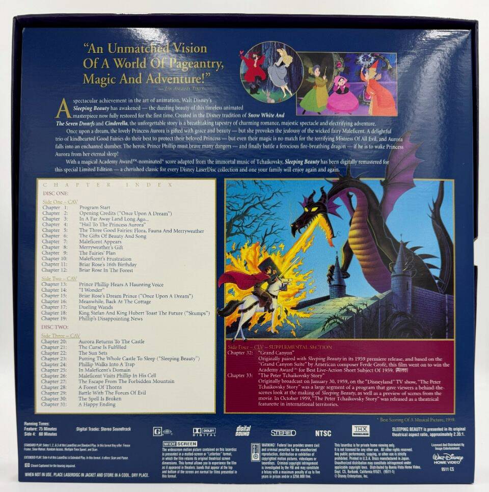 Sleeping Beauty (1959 / 1997) Masterpiece Deluxe CAV Widescreen Edition Box Set – LaserDisc - EX