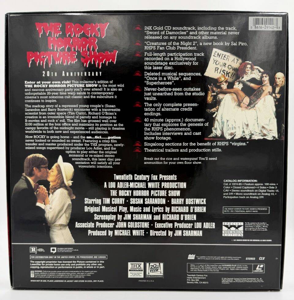 The Rocky Horror Picture Show: 20th Anniversary (1975 / 1995) Special THX Edition Box Set – LaserDisc - EX