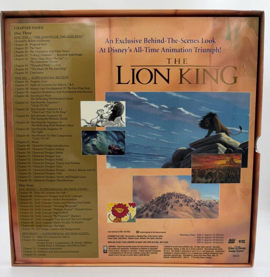 The Lion King (1994 / 1995) Masterpiece Deluxe CAV Letterbox Edition Box Set – LaserDisc - EX
