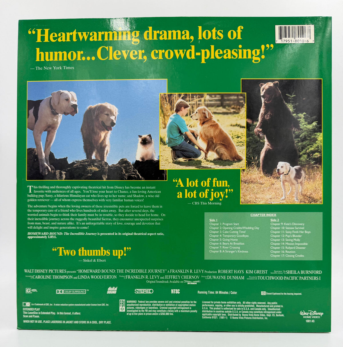 Homeward Bound: The Incredible Journey (1993 / 1993) Letterbox Edition – LaserDisc - EX