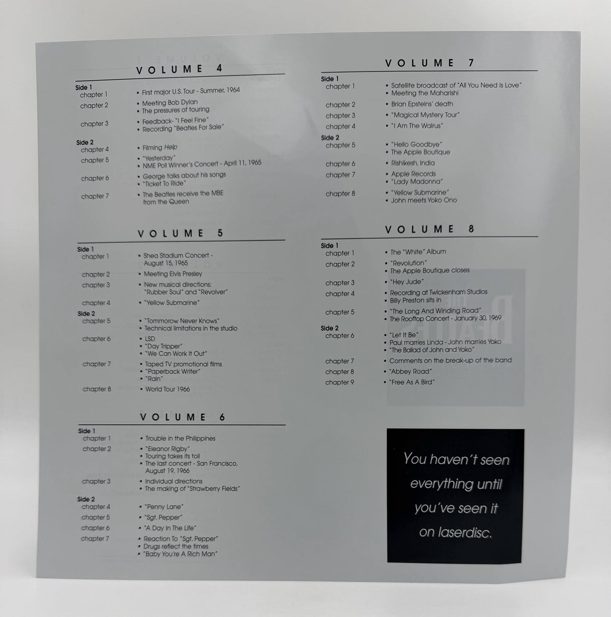 The Beatles Anthology (1996) 8-Volume Deluxe Box Set – LaserDisc - EX