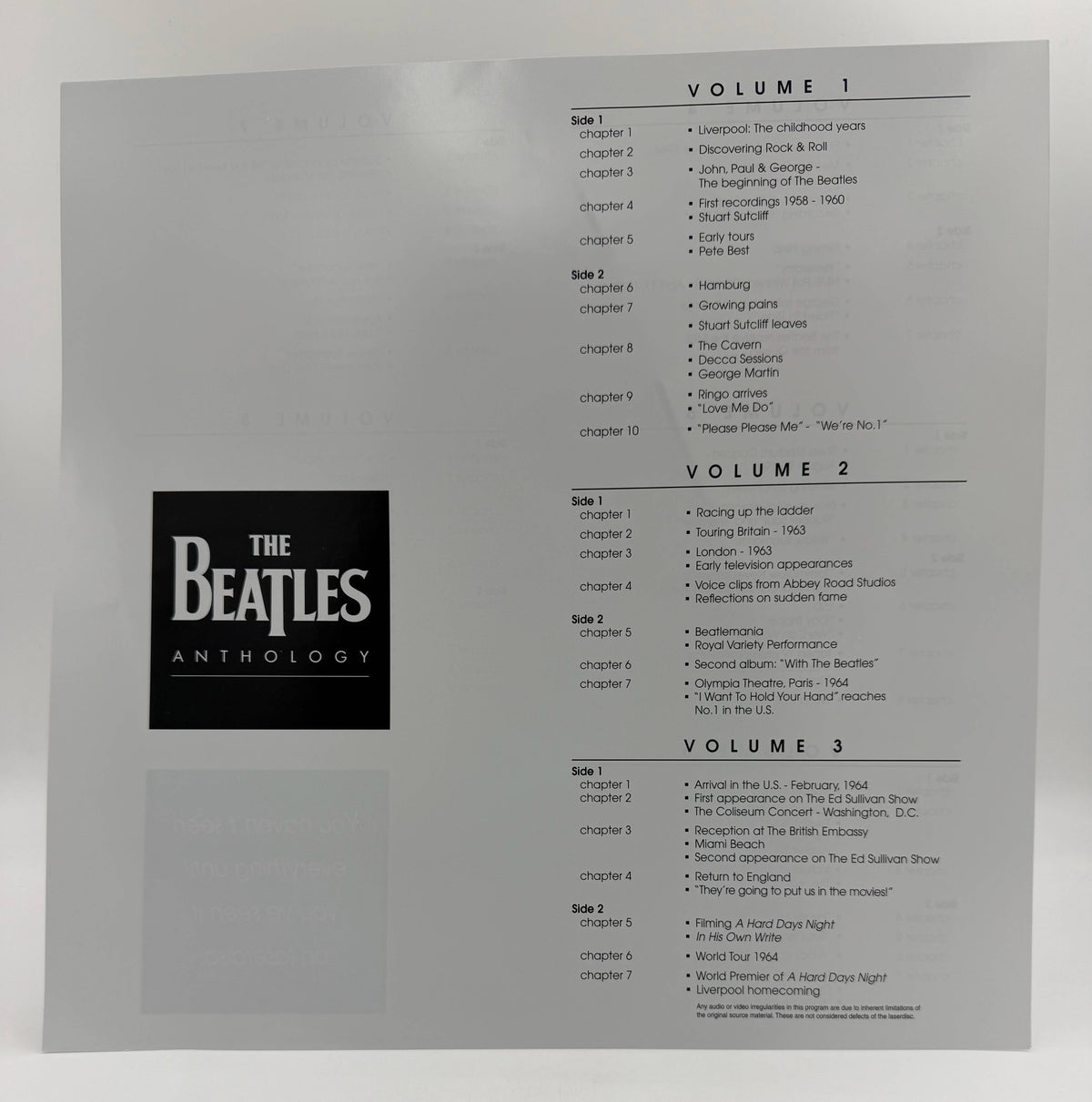 The Beatles Anthology (1996) 8-Volume Deluxe Box Set – LaserDisc - EX