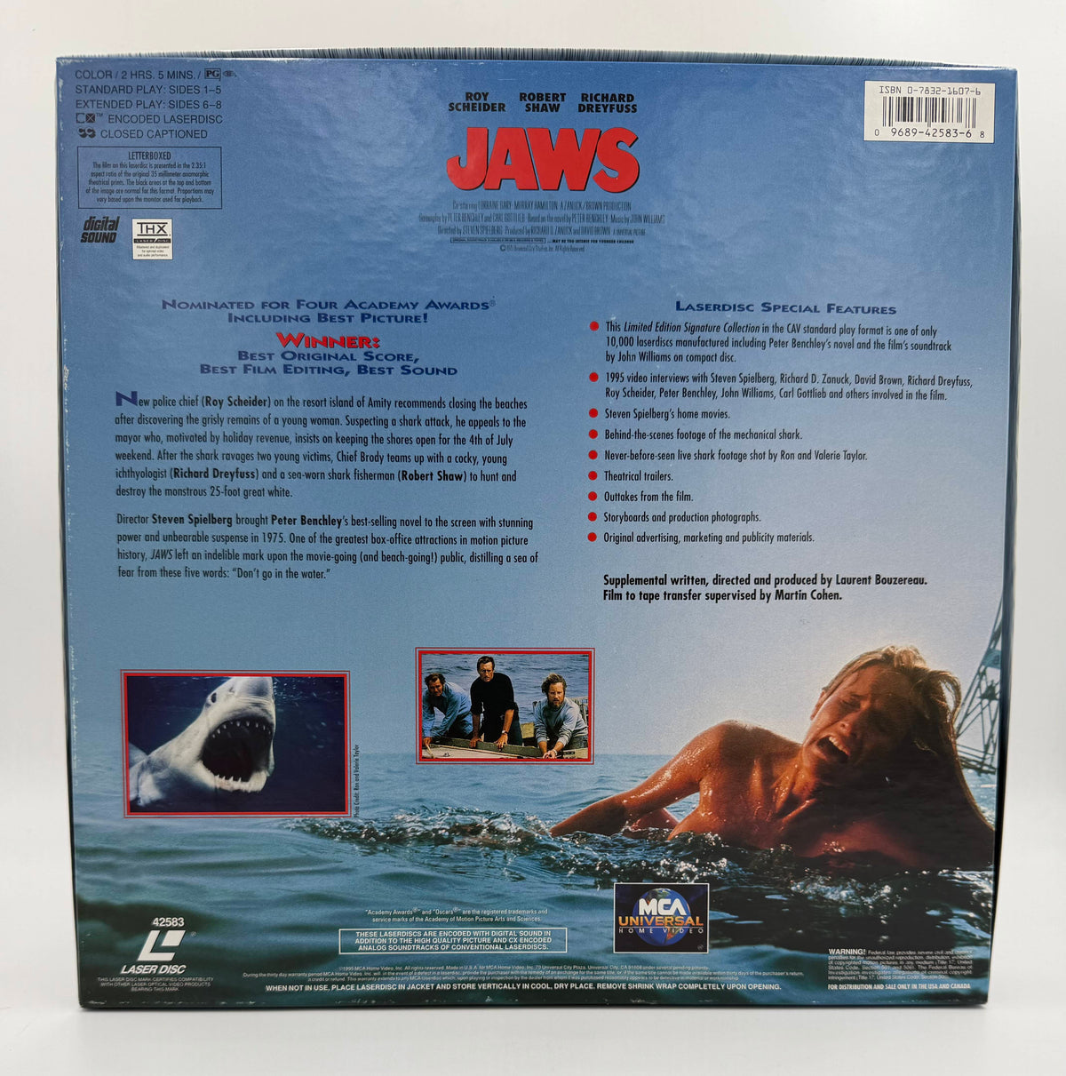 Jaws (1975 / 1995) Limited Edition Signature Collection CAV Letterboxed Box Set – LaserDisc - EX