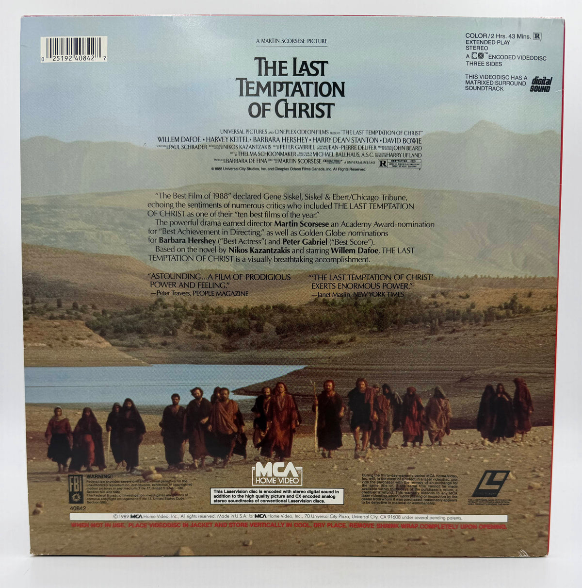 The Last Temptation of Christ (1988 / 1989) Standard Edition – LaserDisc - EX