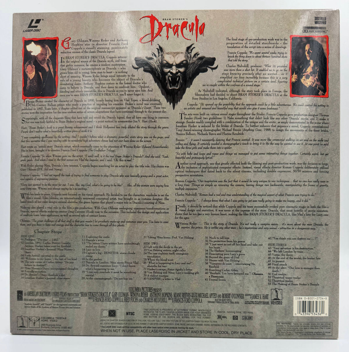 Bram Stoker's Dracula (1992 / 1993) Special Collector's Edition Deluxe Widescreen Version – LaserDisc - EX