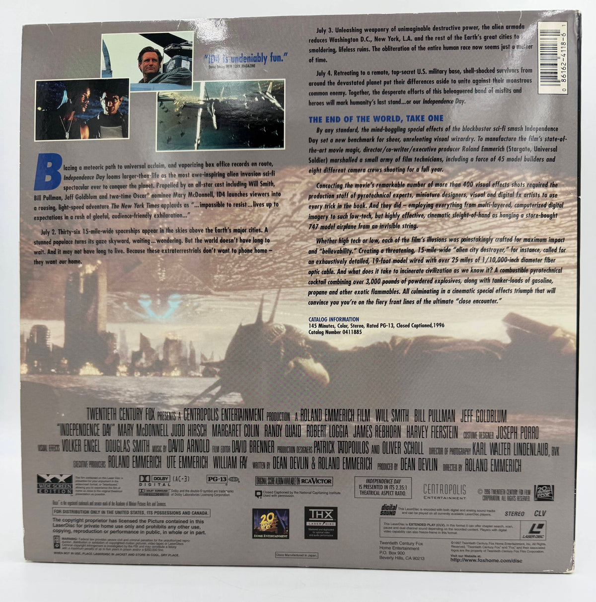 Independence Day (1996 / 1996) THX Widescreen Edition – LaserDisc - VG+