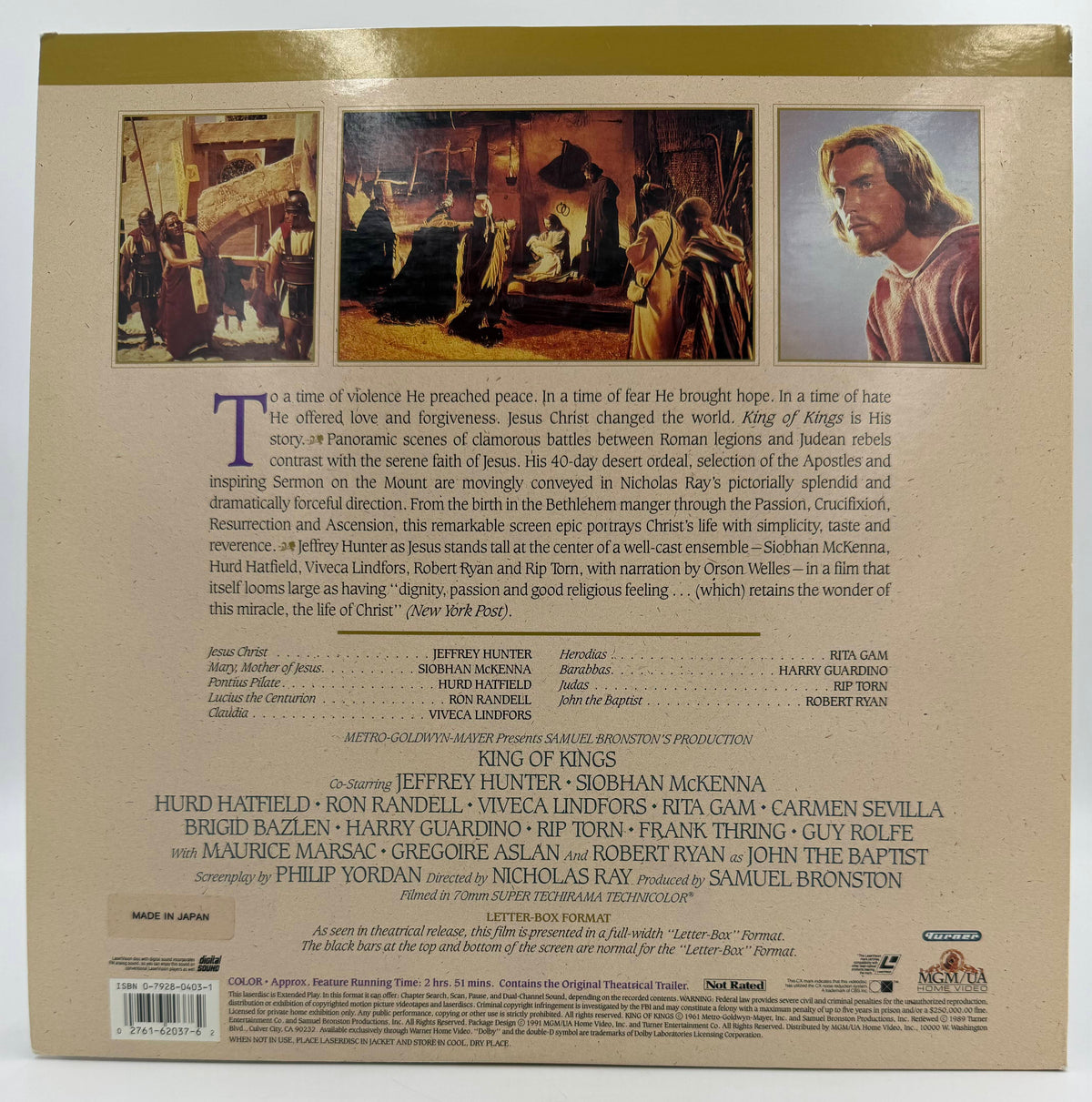 King of Kings (1961 / 1991) Deluxe Letter-Box Edition – LaserDisc - EX