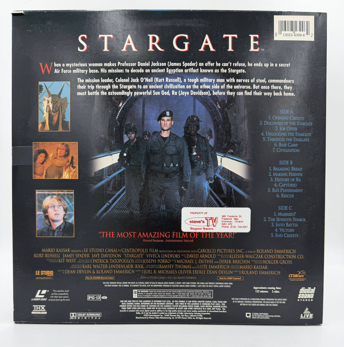 Stargate (1994 / 1995) THX Widescreen Edition – LaserDisc - VG+