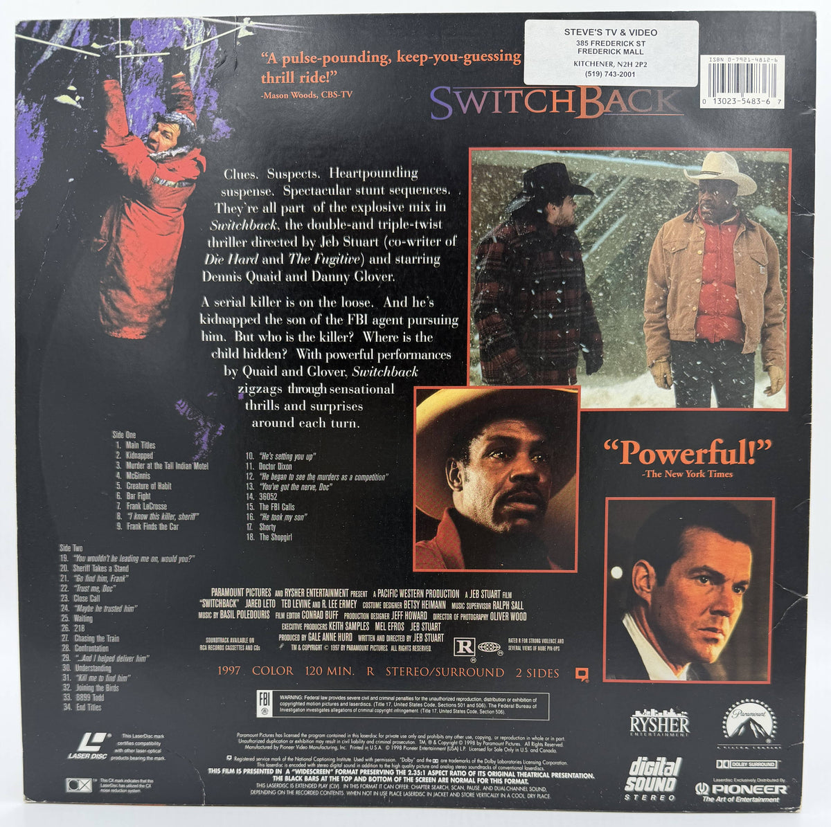 Switchback (1997 / 1998) Widescreen Edition – LaserDisc - VG+