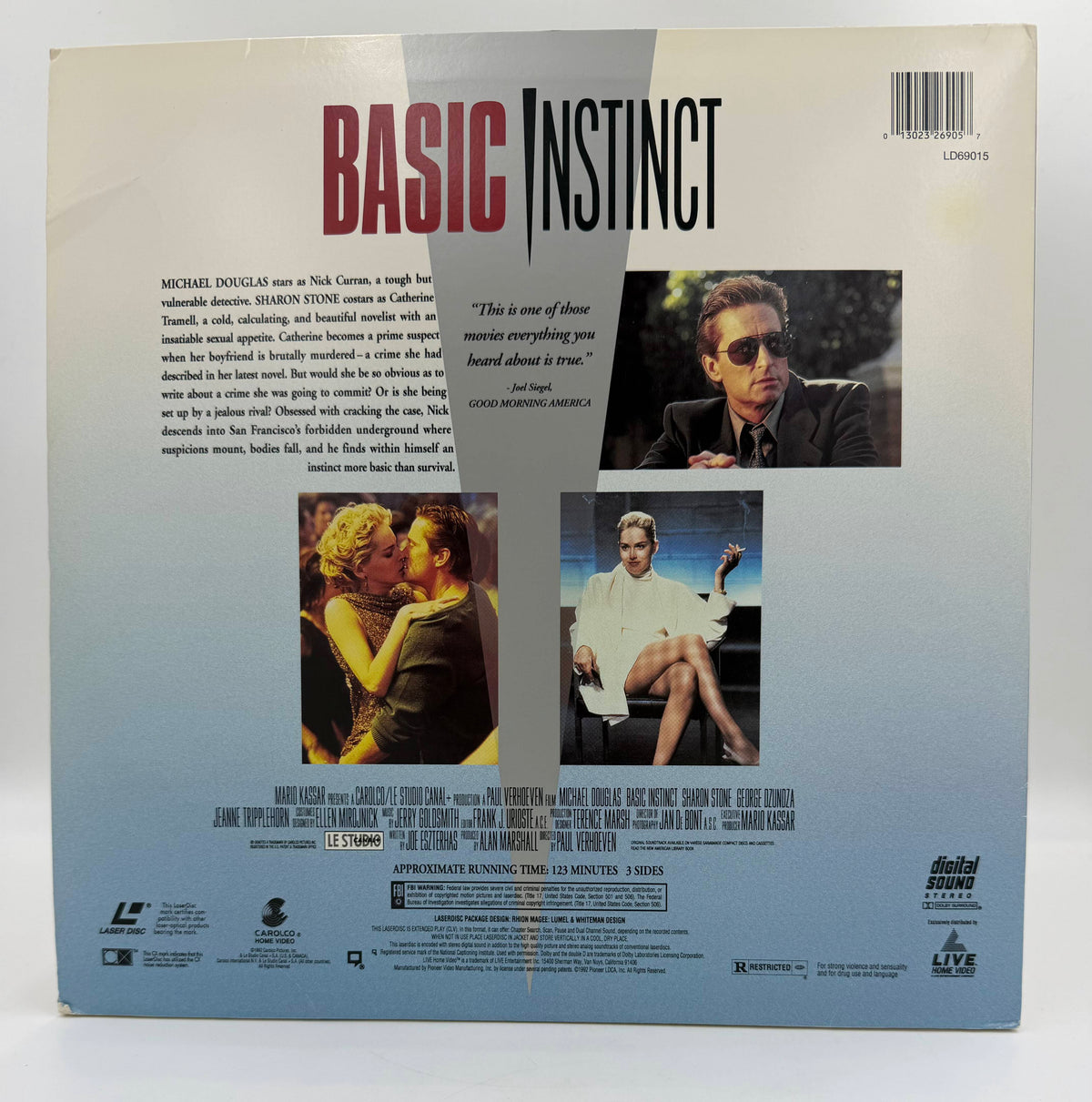 Basic Instinct (1992) Standard Edition – LaserDisc - VG
