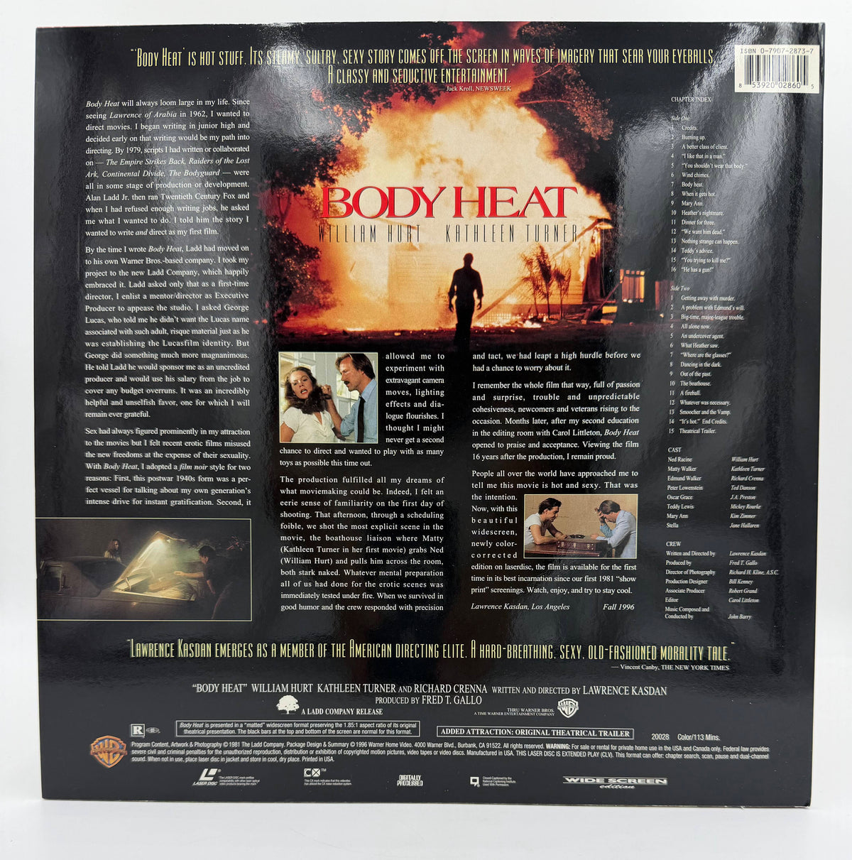 Body Heat (1981 / 1996) Special Widescreen Edition – LaserDisc - EX