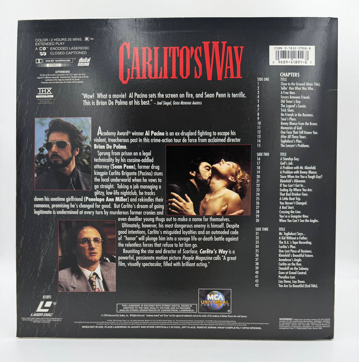 Carlito's Way (1993 / 1994) Letterboxed Edition – LaserDisc - EX