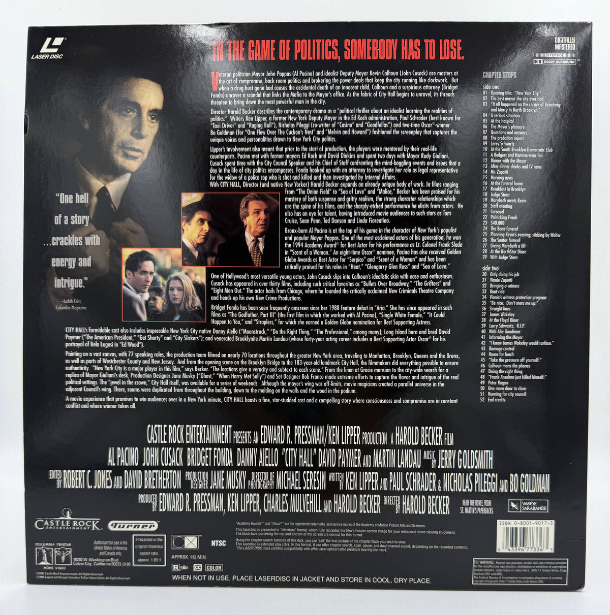 City Hall (1996) Deluxe Widescreen Presentation – LaserDisc - EX