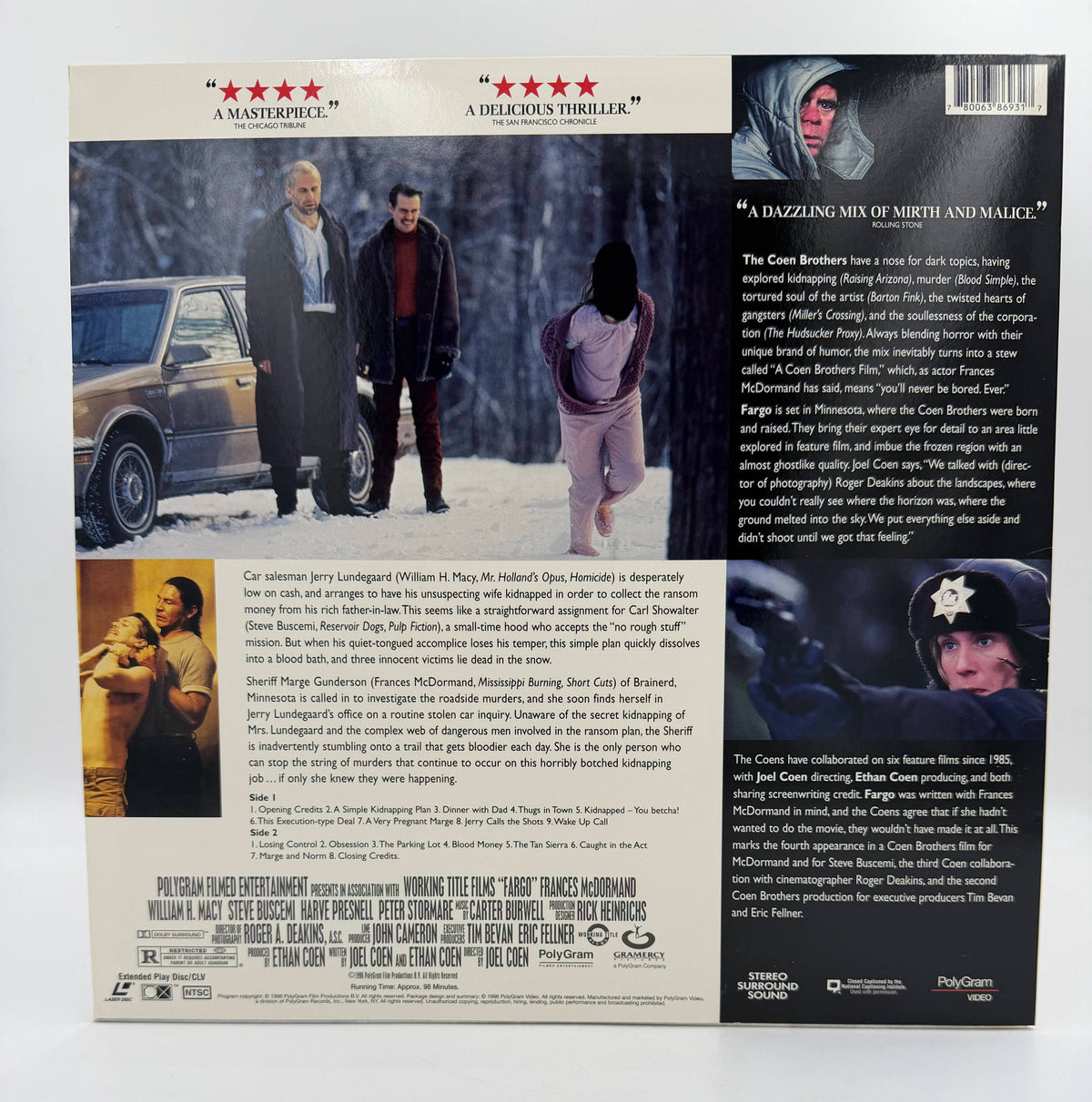 Fargo (1996) Deluxe Widescreen Version – LaserDisc - EX