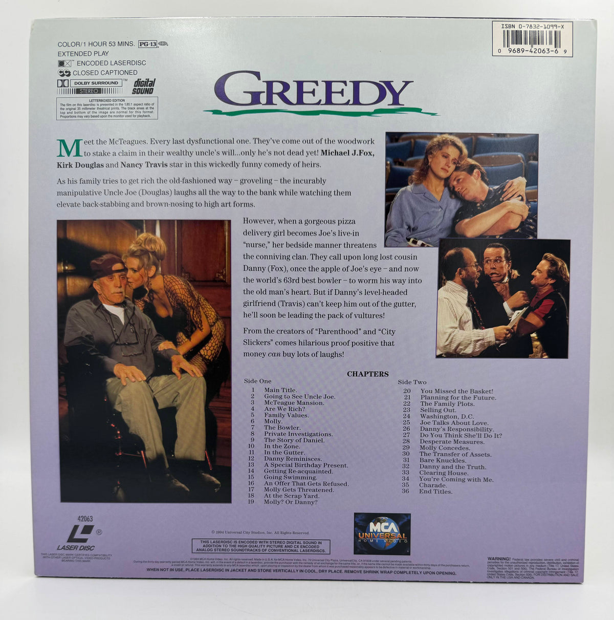 Greedy (1994) Letterboxed Edition – LaserDisc - EX
