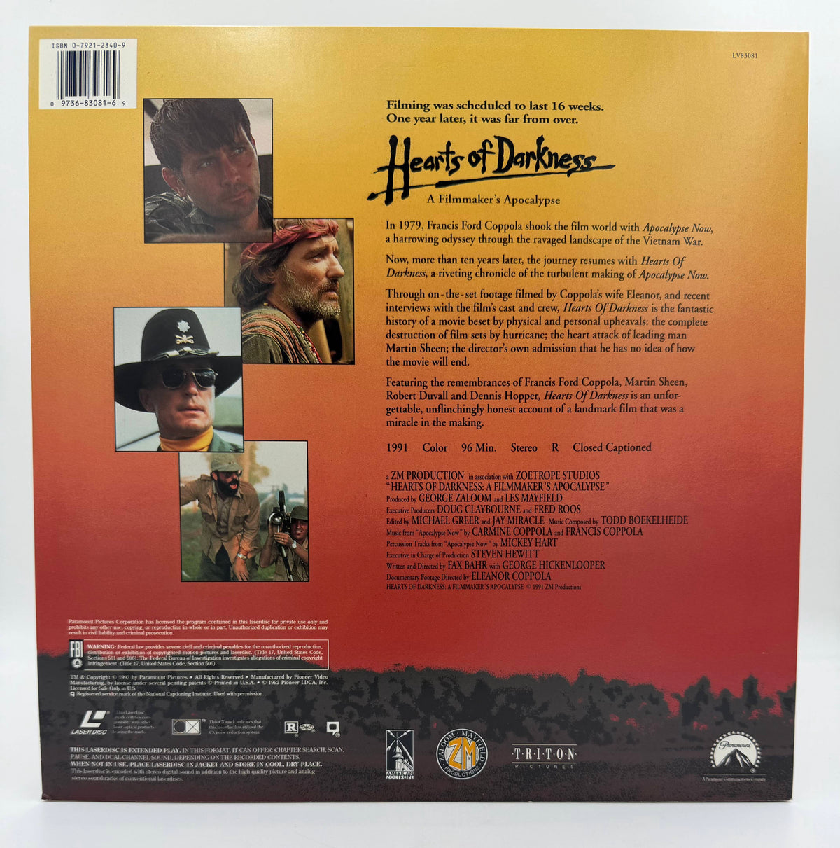 Hearts of Darkness: A Filmmaker's Apocalypse (1991 / 1992) Standard Edition – LaserDisc - EX