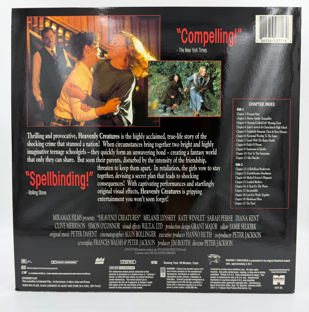 Heavenly Creatures (1994 / 1995) Widescreen Laserdisc Edition – LaserDisc - EX