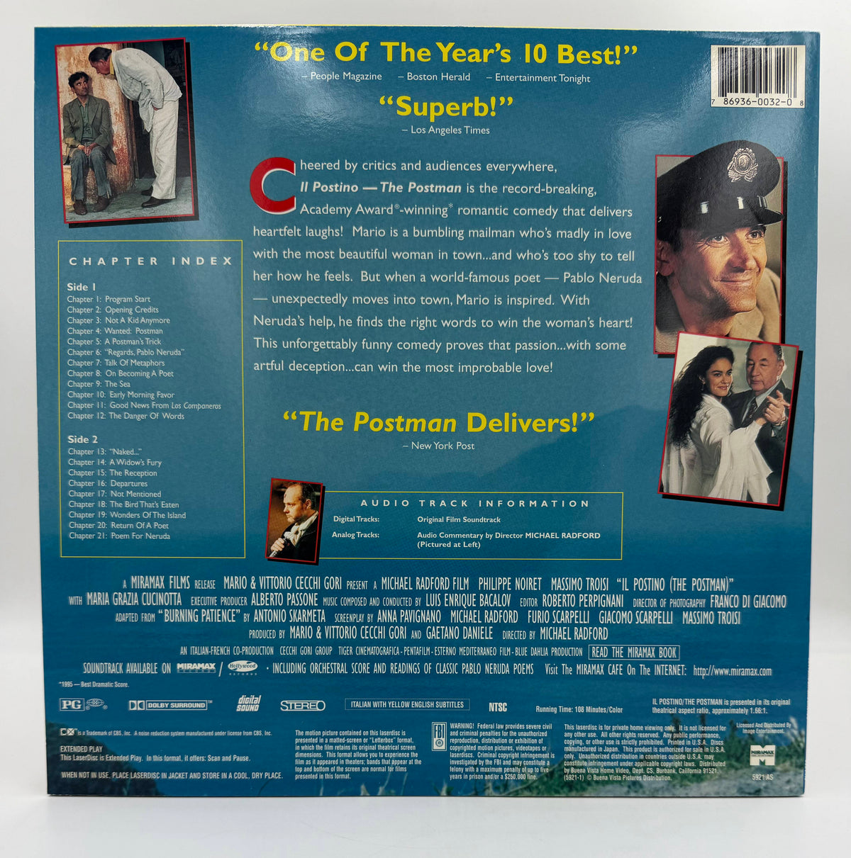 Il Postino – The Postman (1994 / 1996) Letterbox Laserdisc Edition – LaserDisc - EX
