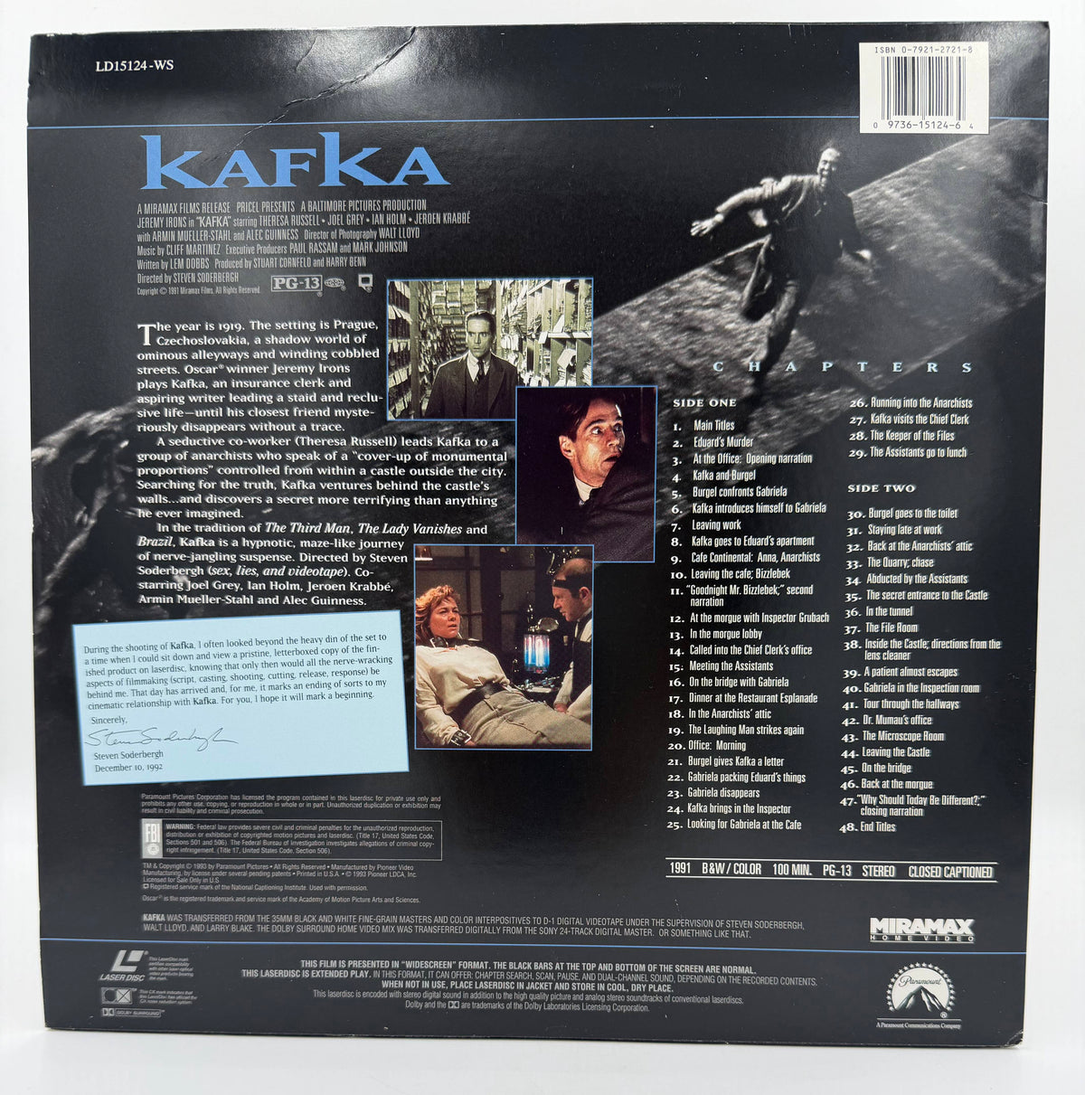 Kafka (1991 / 1992) Widescreen Edition – LaserDisc - VG+
