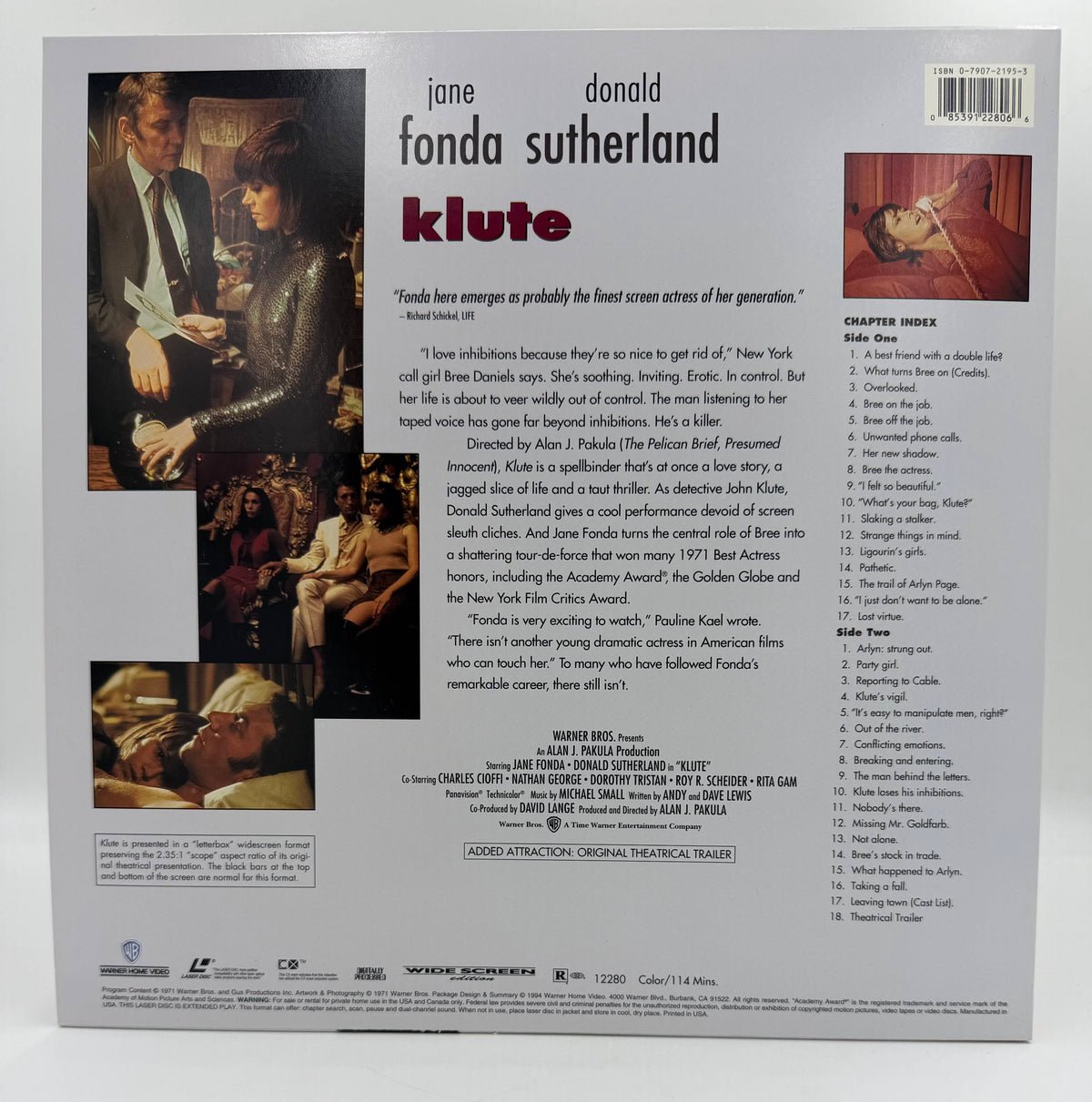 Klute (1971 / 1994) Wide Screen Edition – LaserDisc - EX