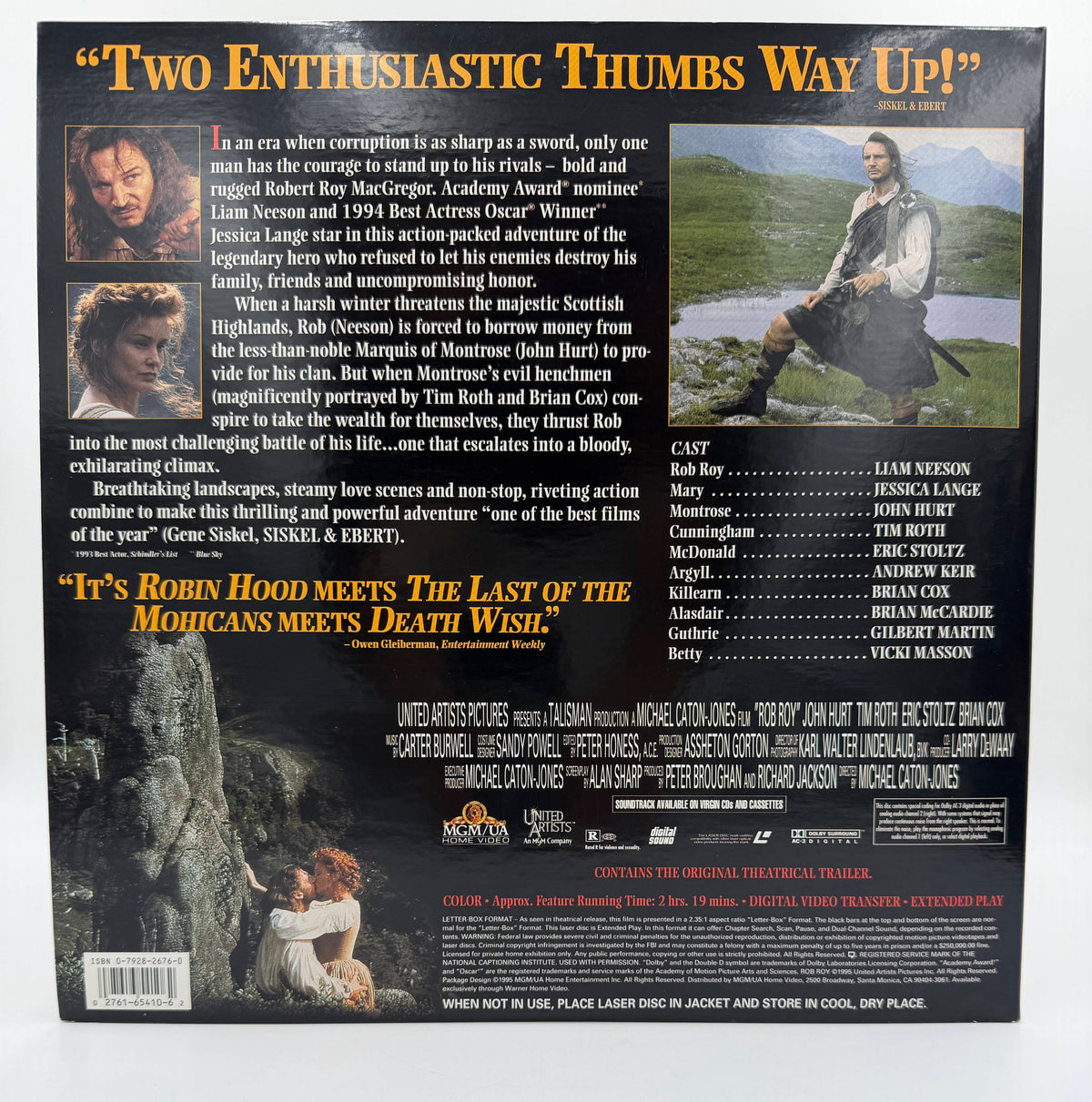 Rob Roy (1995) Deluxe Letter-Box Edition – LaserDisc - EX