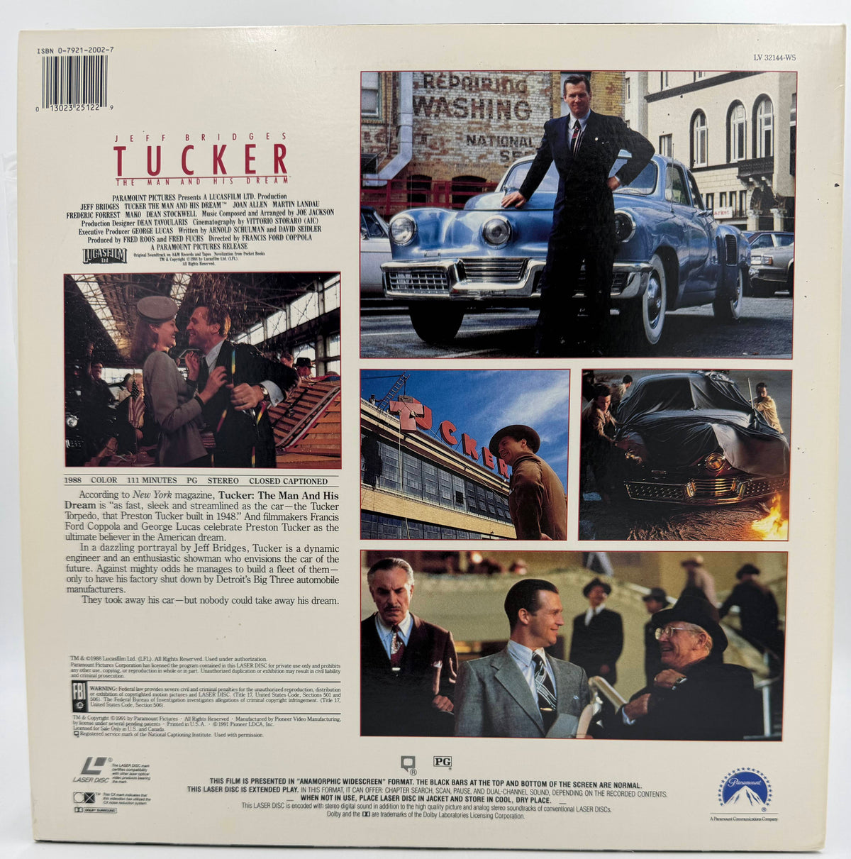 Tucker: The Man and His Dream (1988 / 1991) Widescreen Edition – LaserDisc - VG+