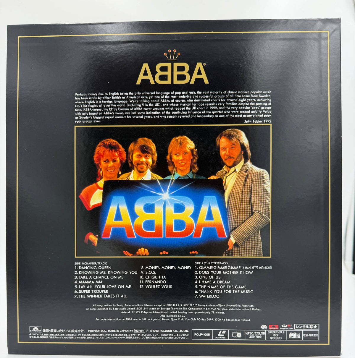 ABBA Gold: Greatest Hits (1992) Japanese Import LaserDisc - EX