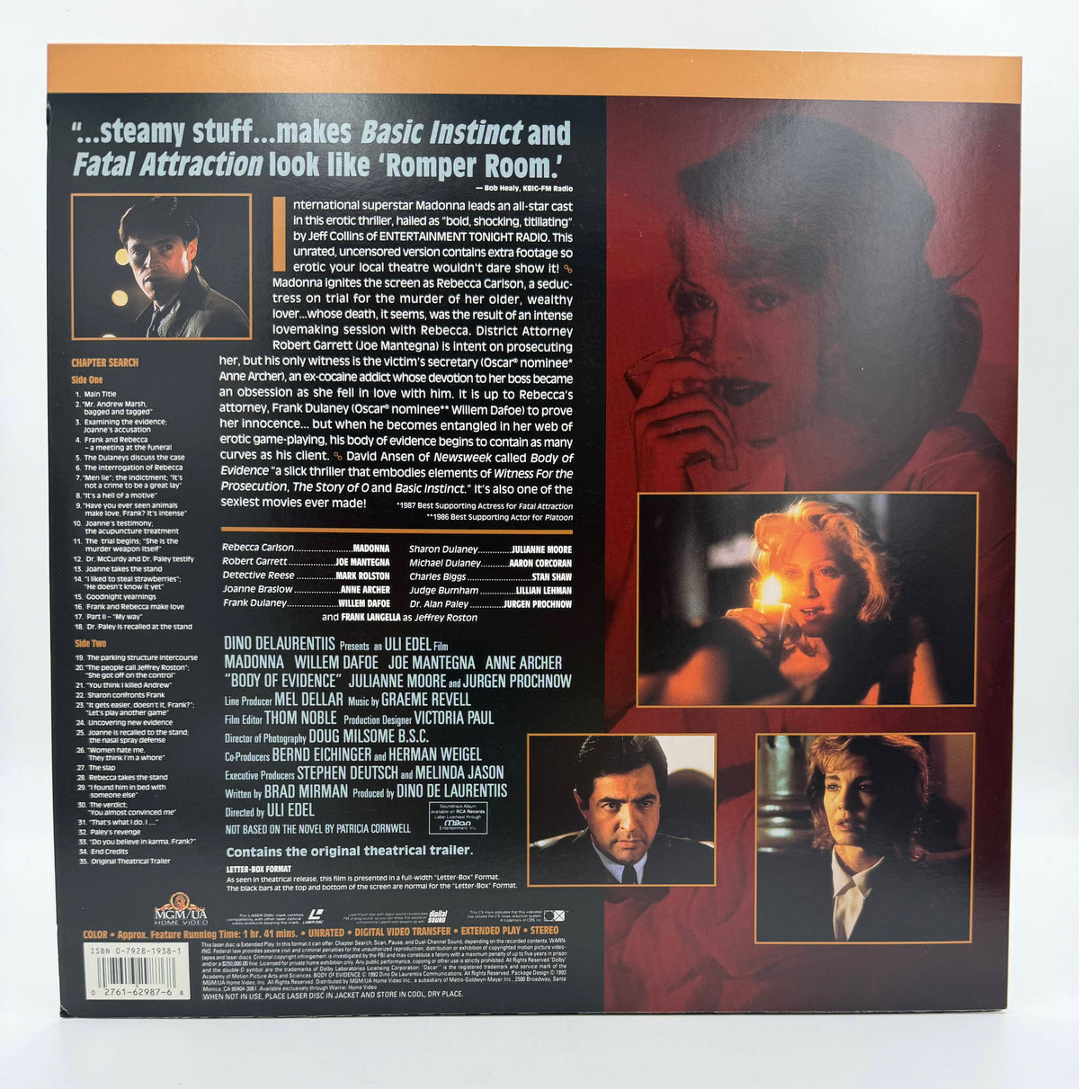 Body Of Evidence (1993) Deluxe Letter-Box Edition – LaserDisc - EX Madonna