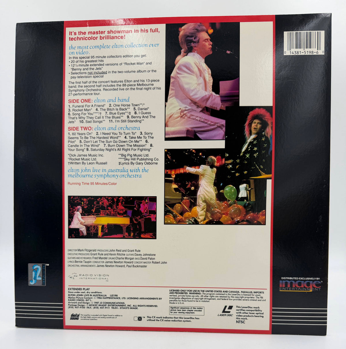 Elton John Live in Australia with the Melbourne Symphony Orchestra (1986 / 1987) Home Video Collector's Edition – LaserDisc - EX