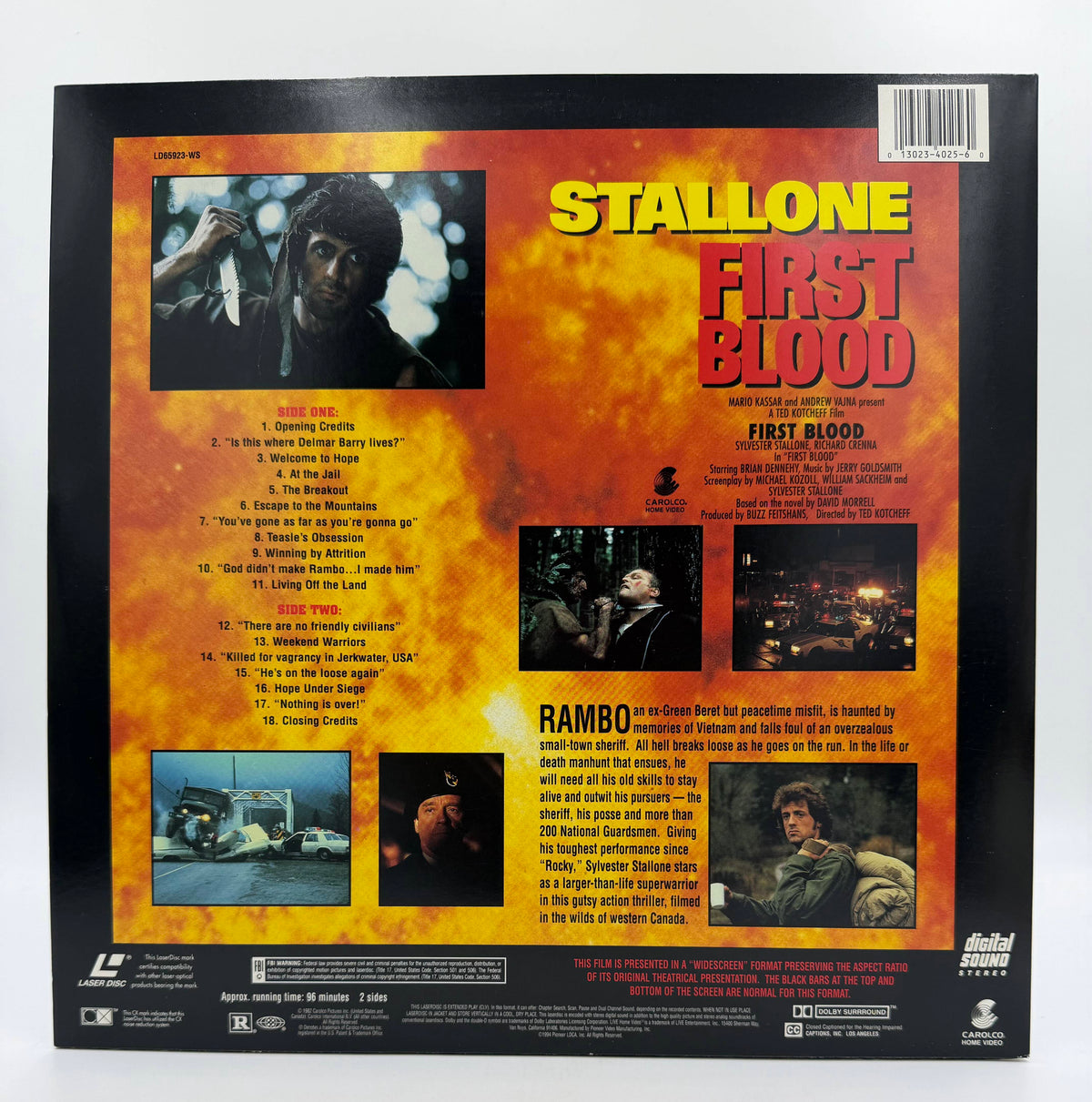 First Blood (1982 / 1991) Special Widescreen Edition – LaserDisc - EX Sylvester Stallone