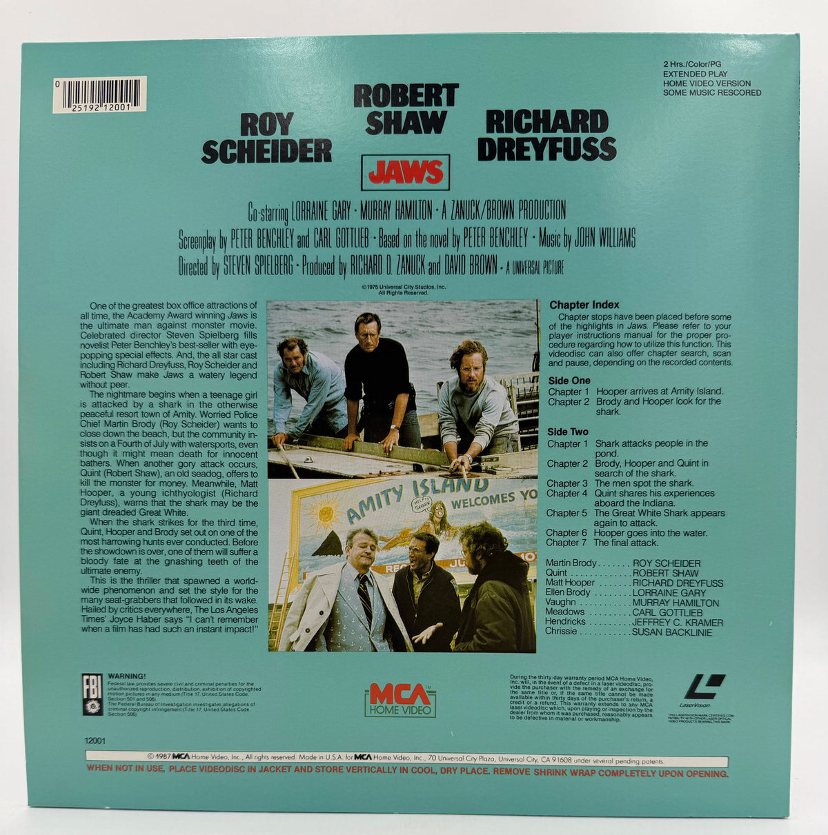 Jaws (1975 / 1987) MCA Home Video Standard Edition LaserDisc - EX