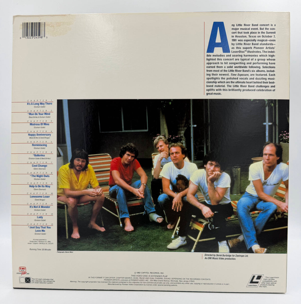 Little River Band: Live Exposure (1981 / 1982) Pioneer Artists LaserDisc - EX
