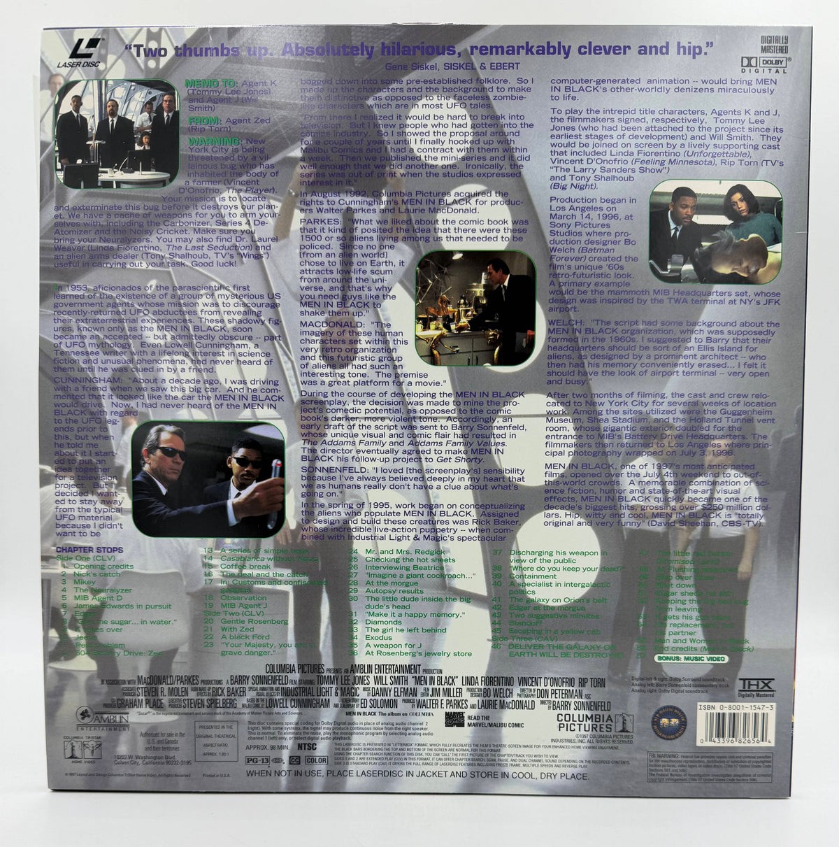 Men in Black (1997) Deluxe Widescreen Presentation LaserDisc - EX