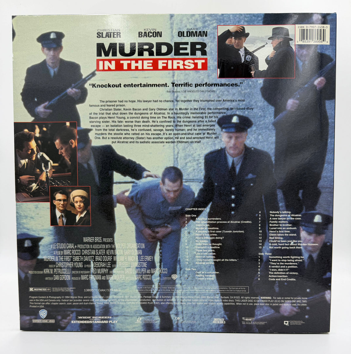 Murder in the First (1995) Widescreen Extended/Standard Play LaserDisc - EX