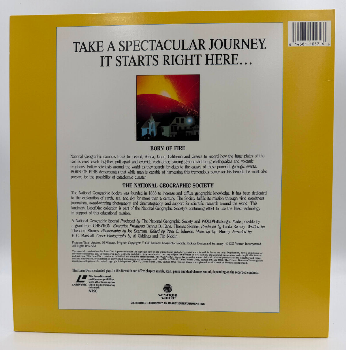 National Geographic Video: Born of Fire (1983 / 1987) Vestron Video / Image Entertainment LaserDisc - EX