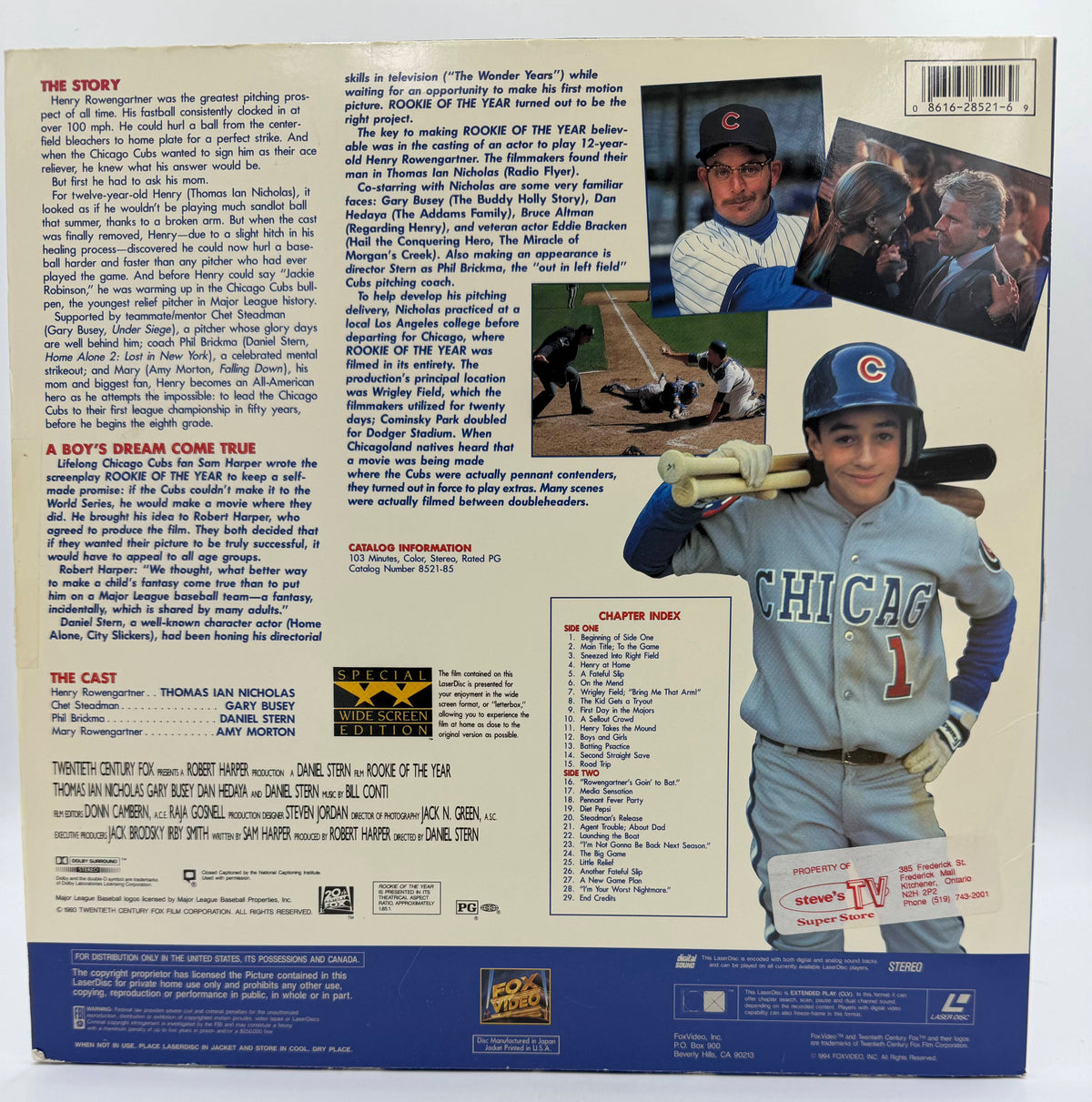 Rookie of the Year (1993 / 1994) Special Widescreen Edition LaserDisc - VG