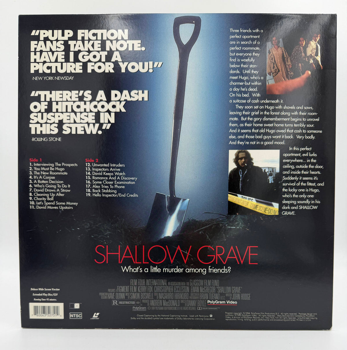 Shallow Grave (1994 / 1995) Deluxe Wide Screen Version - LaserDisc - EX