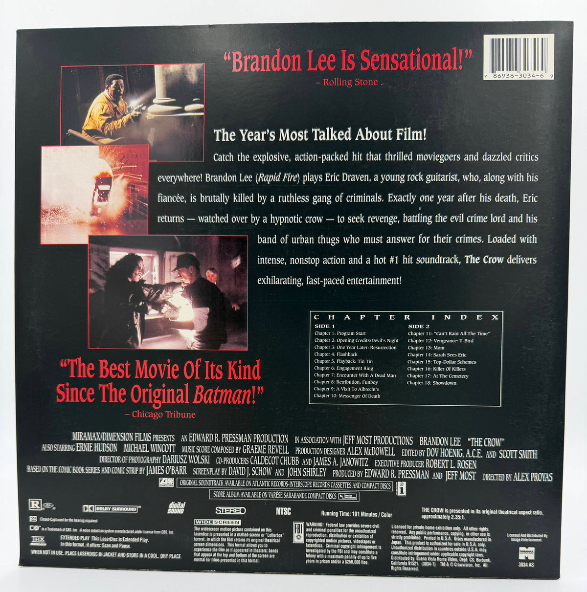 The Crow (1994) Widescreen Edition LaserDisc - EX Brandon Lee