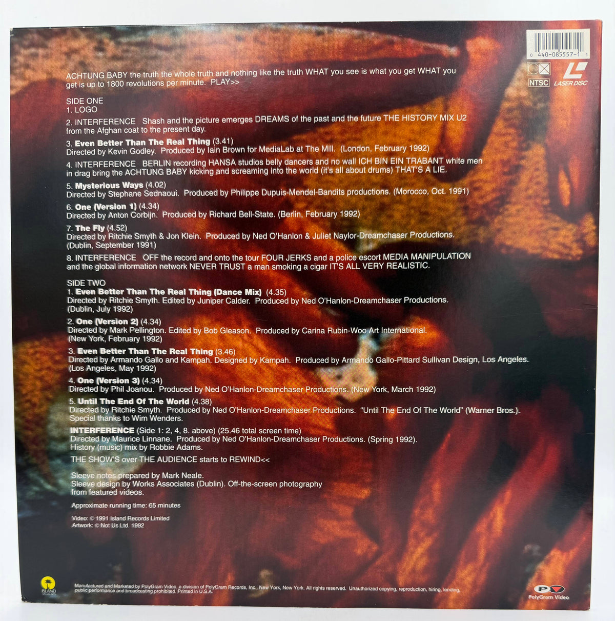 U2: Achtung Baby – The Videos, the Cameos, and a Whole Lot of Interference from ZOO TV (1992) PolyGram Video LaserDisc - EX