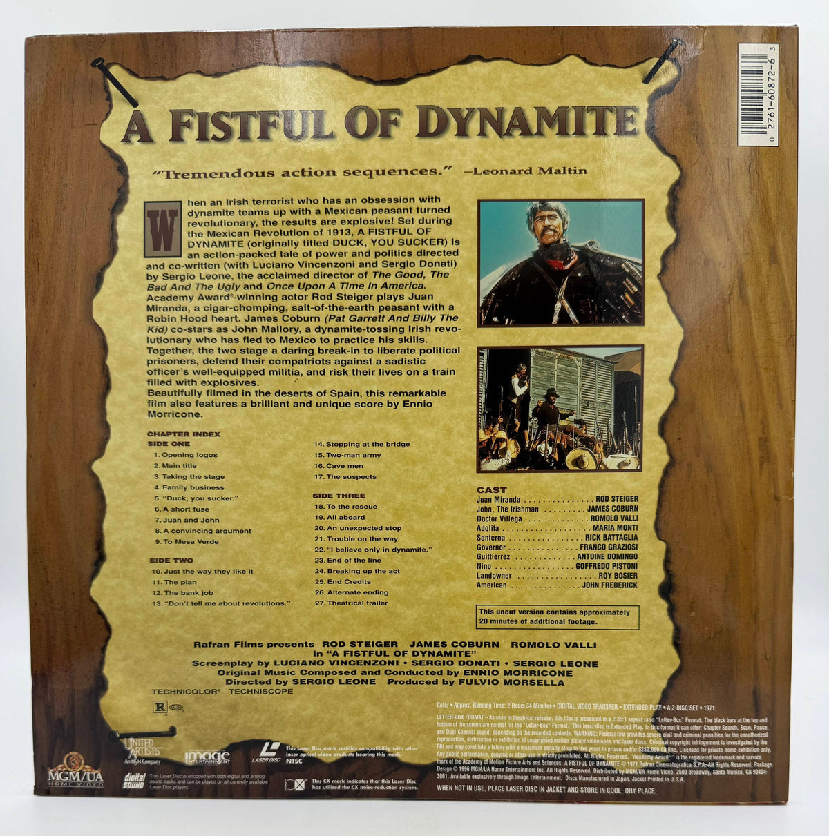 A Fistful of Dynamite [Duck, You Sucker!] (1971 / 1996) MGM/UA Home Video Deluxe Letter-Box Edition 2-Disc LaserDisc Set - EX