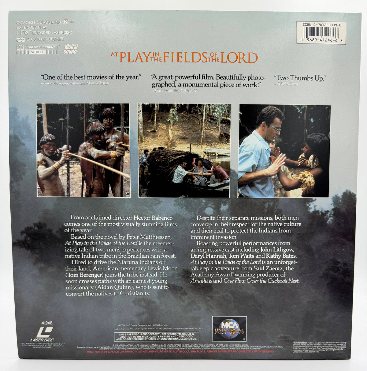 At Play in the Fields of the Lord (1991 / 1992) MCA Universal Home Video 2-Disc LaserDisc Set - EX