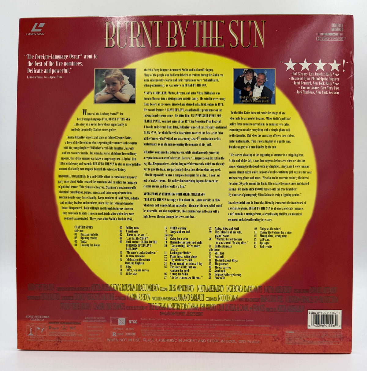 Burnt by the Sun [Utomlyonnye solntsem] (1994 / 1995) Columbia TriStar Home Video Deluxe Widescreen Presentation LaserDisc - EX