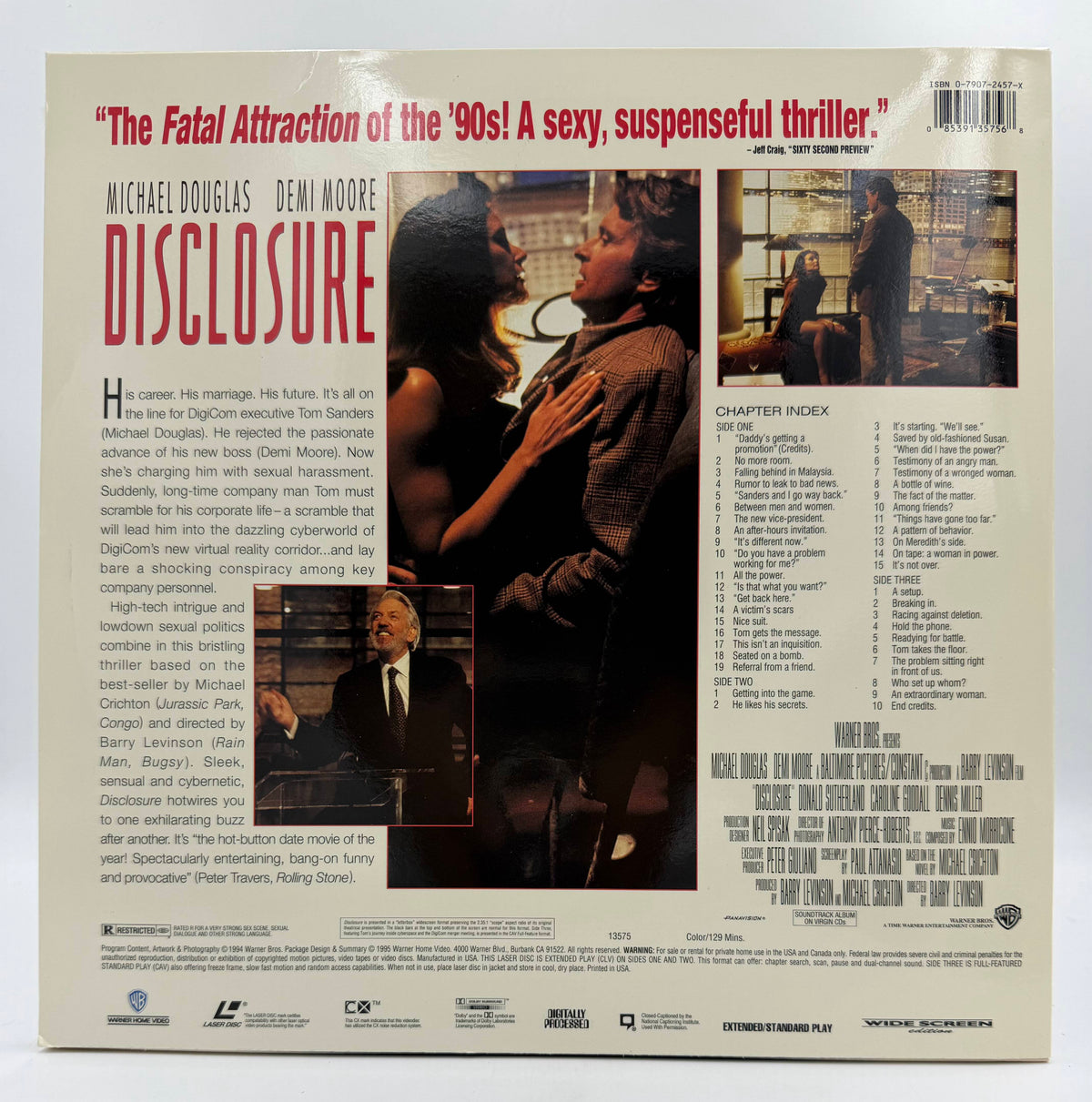 Disclosure: Wide Screen Edition (1994 / 1995) Warner Home Video 2-Disc Hybrid LaserDisc Set - EX