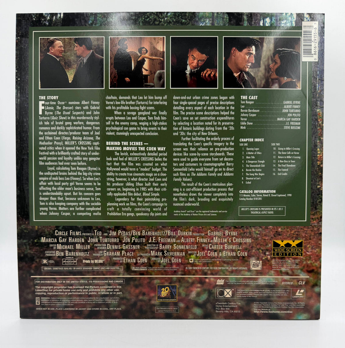 Miller's Crossing: Widescreen Edition (1990 / 1991) Fox Video LaserDisc - EX