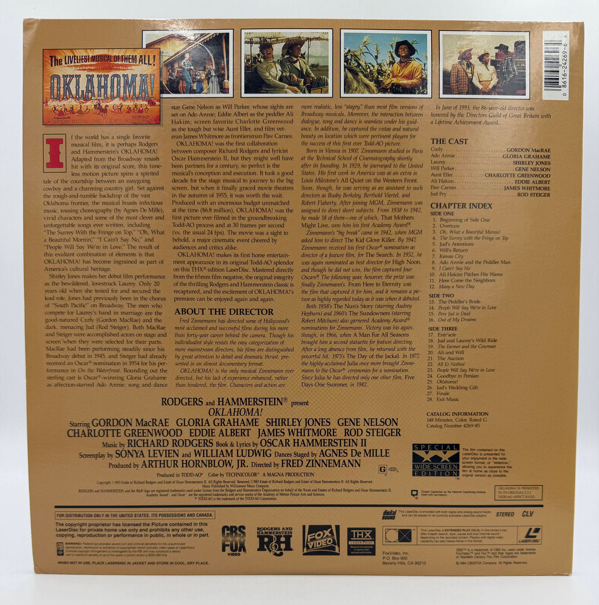 Oklahoma!: Special Widescreen Edition (1955 / 1994) CBS/Fox Video THX LaserDisc 2-Disc Set - EX