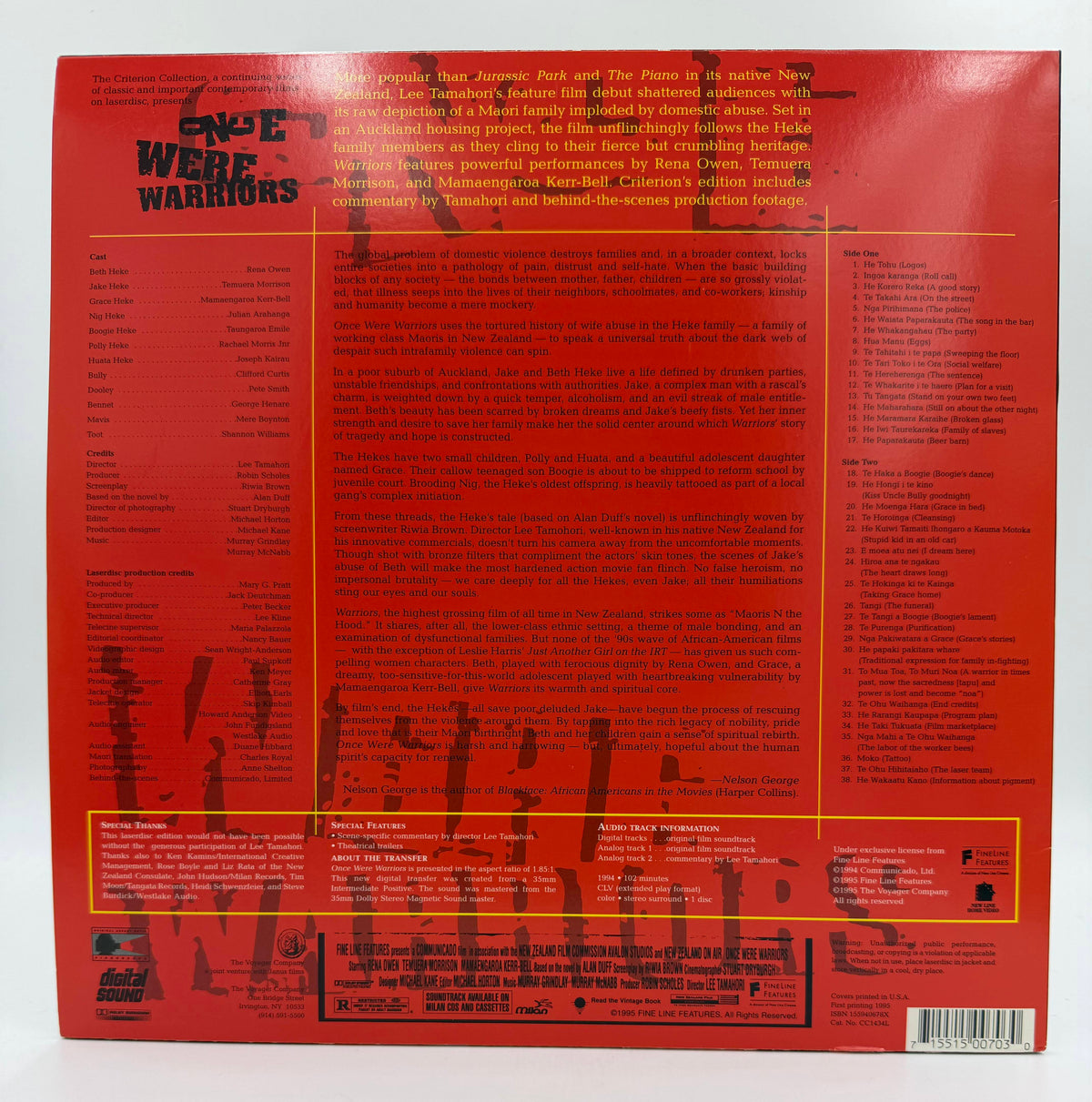 Once Were Warriors: The Criterion Collection (1994 / 1995) Criterion Collection LaserDisc - EX
