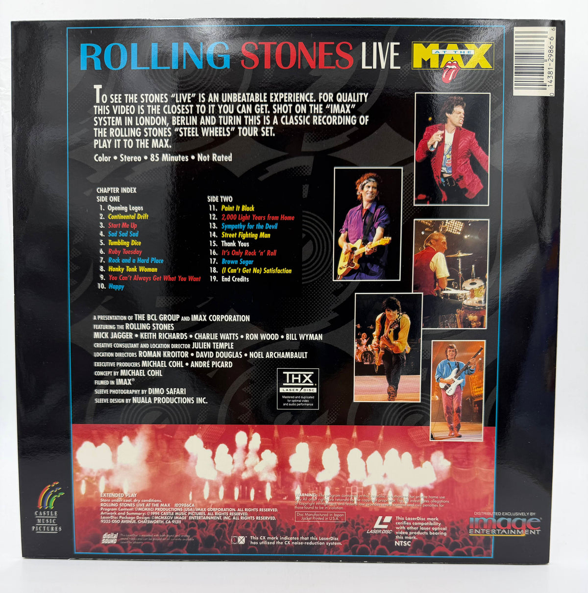 Rolling Stones: Live at the MAX (1991 / 1994) Castle Music Pictures / Image Entertainment THX LaserDisc - EX