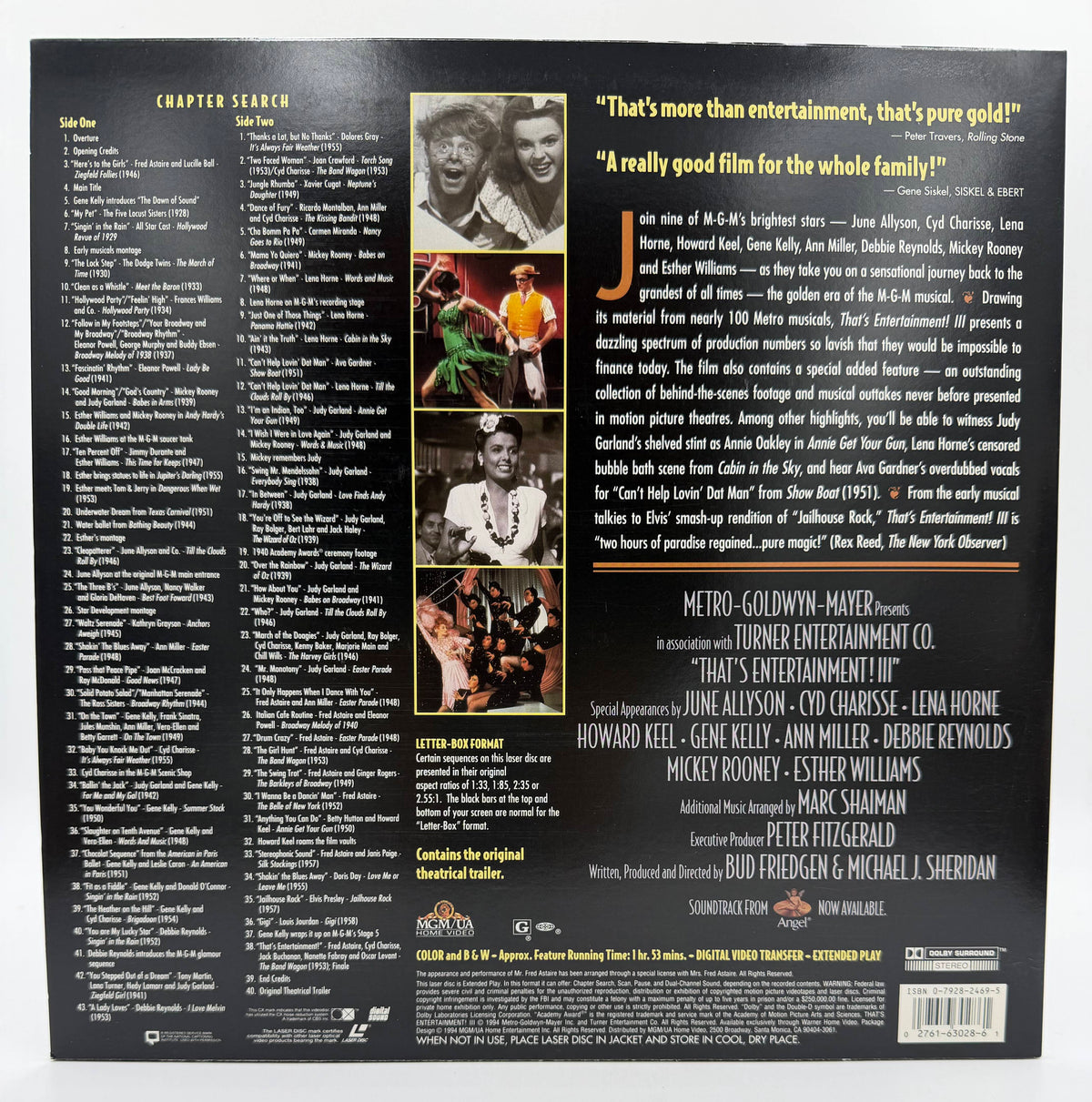 That's Entertainment! III: Letter-Box Format (1994) MGM/UA Home Video / Turner Entertainment LaserDisc - EX