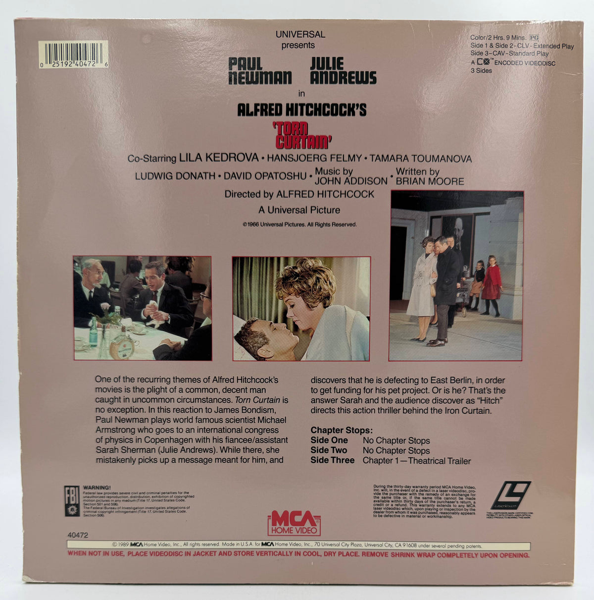 Torn Curtain (1966 / 1989) MCA Home Video LaserDisc 2-Disc Set - VG+
